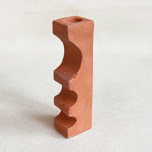 Geometric Taper Candle Holder in Terracotta
