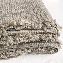 Load image into Gallery viewer, Washed Waffle Linen Throw with Fringes in Natural