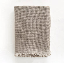 Load image into Gallery viewer, Washed Waffle Linen Throw with Fringes in Natural