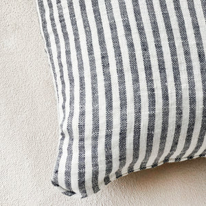 Linen Pillow in Thin Black Stripe