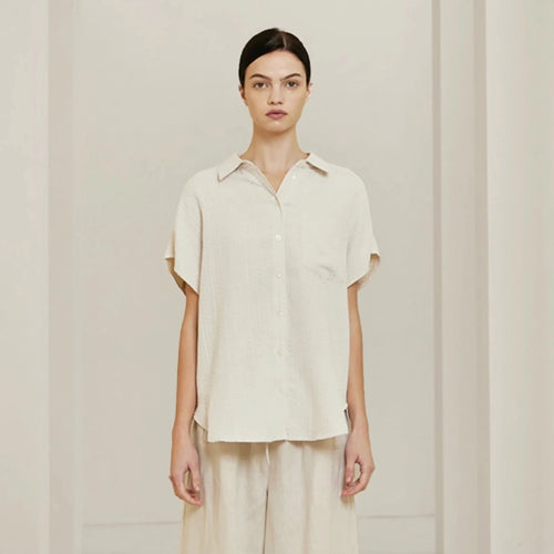 Gauze Sleeveless Shirt in Ivory