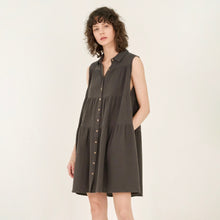 Load image into Gallery viewer, Gauze Sleeveless Shirt Dress in Faded Black