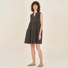 Load image into Gallery viewer, Gauze Sleeveless Shirt Dress in Faded Black