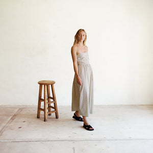 Pin-Striped Tube Maxi Dress