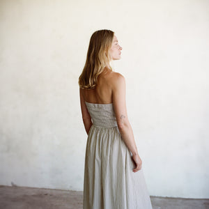 Pin-Striped Tube Maxi Dress