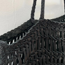 Load image into Gallery viewer, Luni Leather Woven Bag in Black