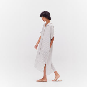 Button Down Stripe Dress in Mist