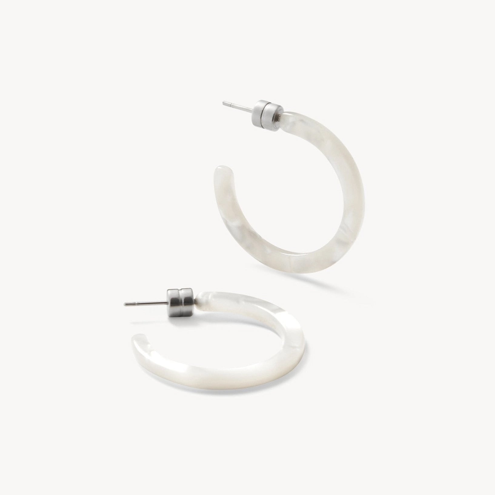 Mini Hoops in White Shell