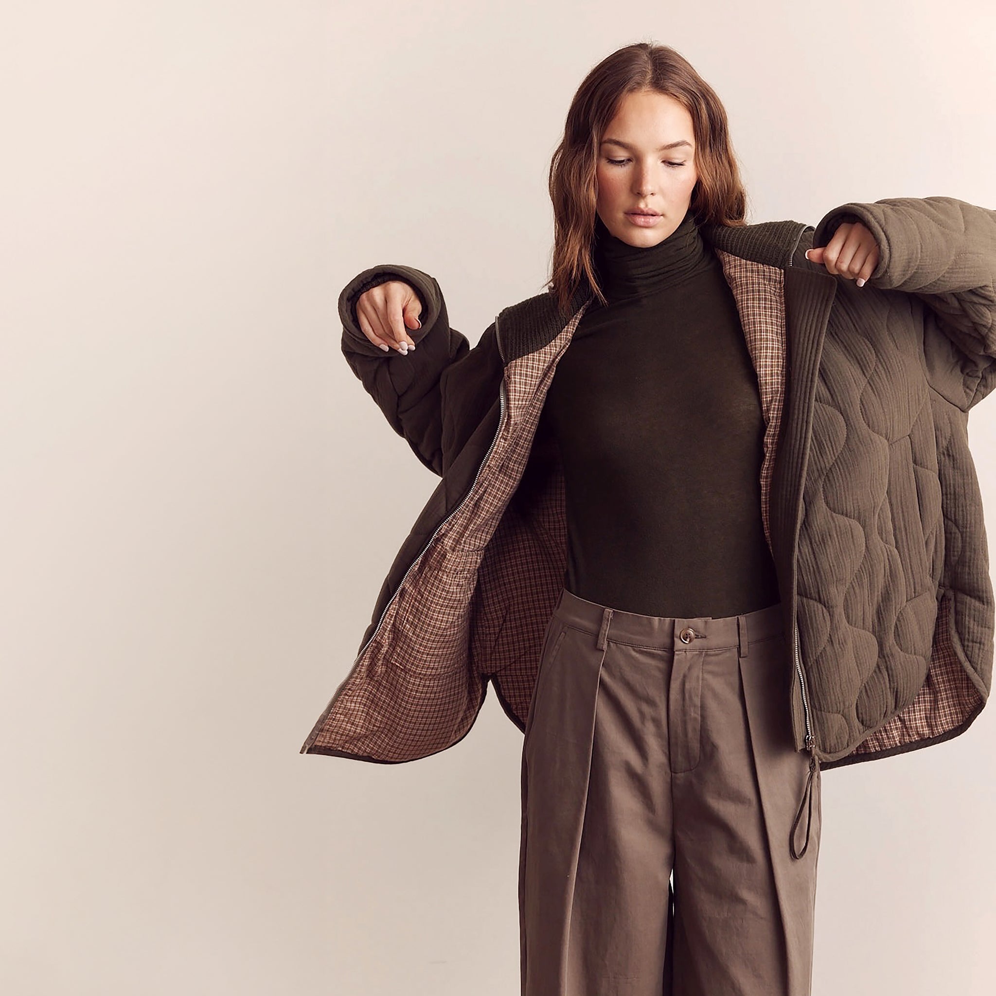 Ribbed collar jacket hotsell