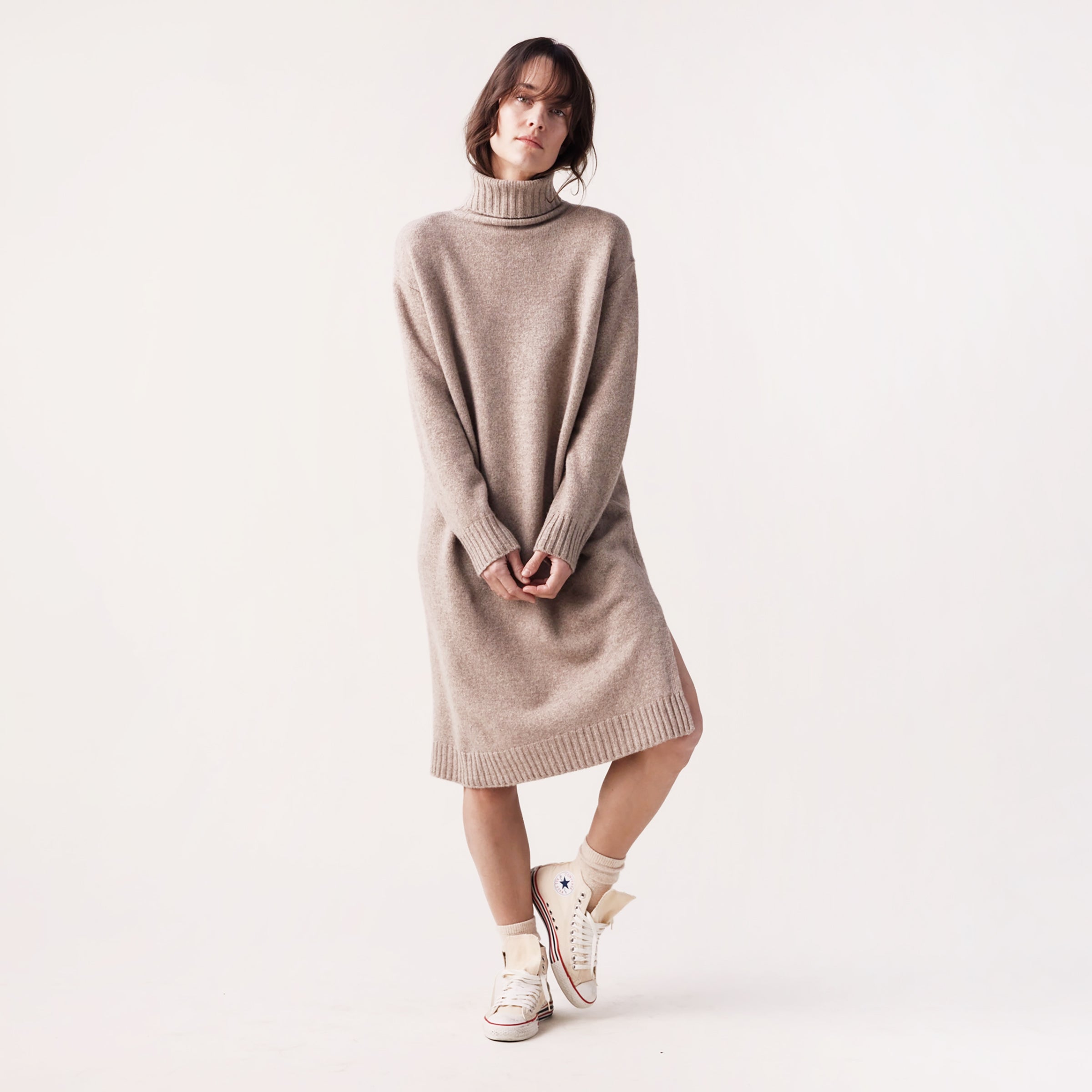 Wool Turtleneck Midi Dress