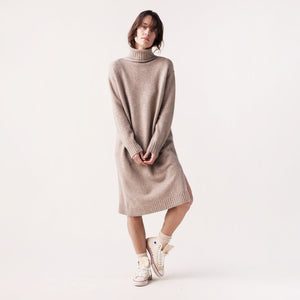 Wool Turtleneck Midi Dress