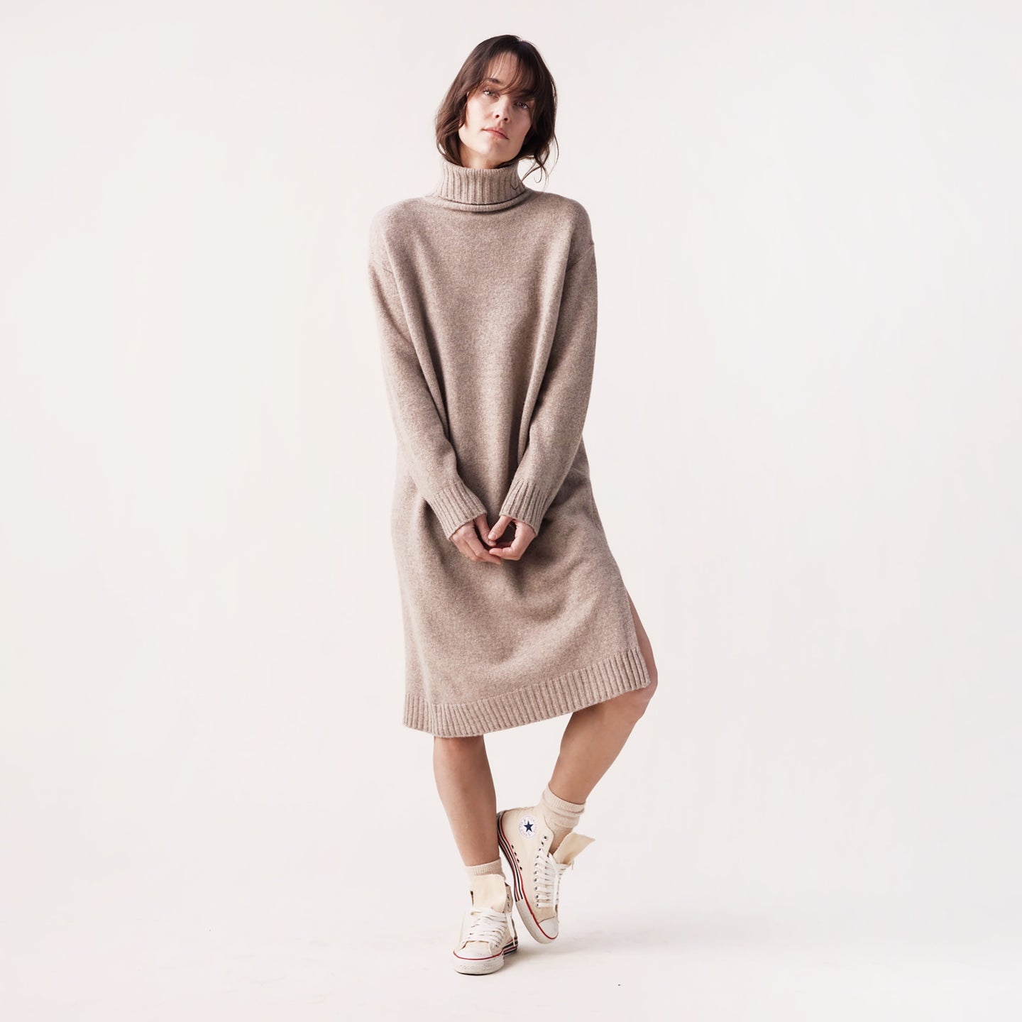 Wool Turtleneck Midi Dress