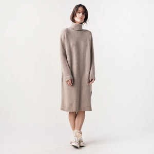 Wool Turtleneck Midi Dress