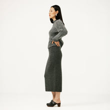 Load image into Gallery viewer, Alpaca Knit Midi Skirt in Stone