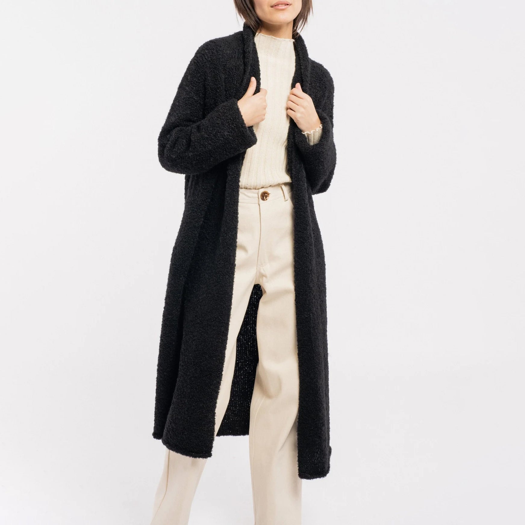 Long black sweater coat clearance