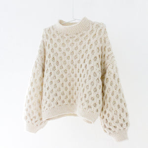 Waffle Wool Sweater in Natural