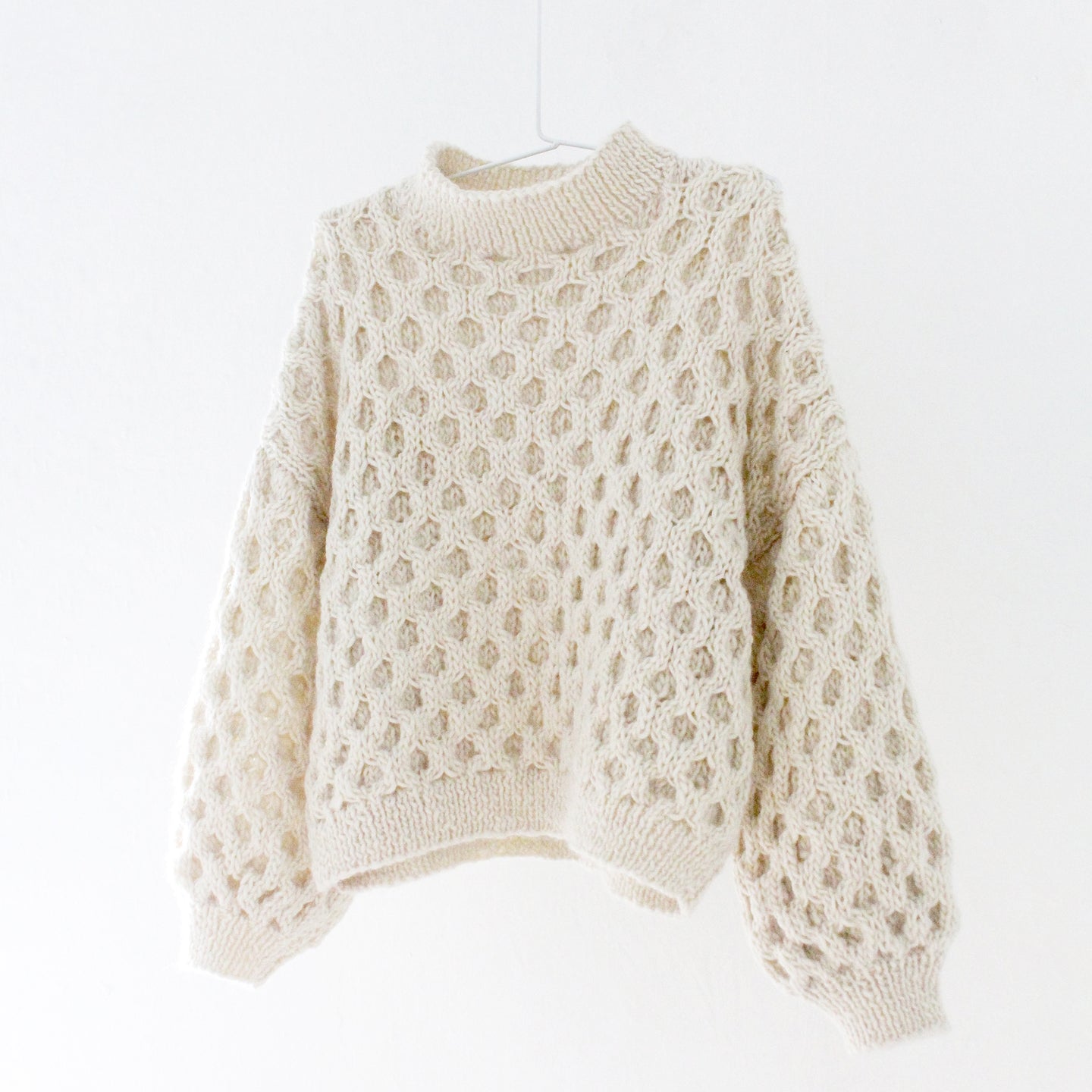 Waffle Wool Sweater in Natural