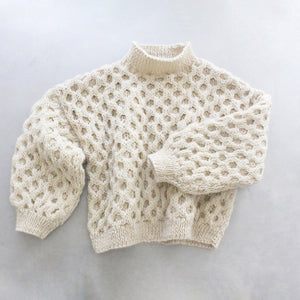 Waffle Wool Sweater in Natural