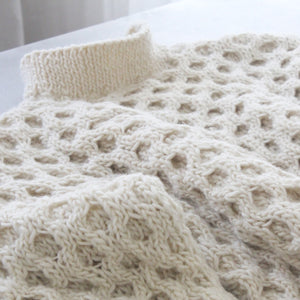 Waffle Wool Sweater in Natural