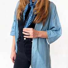 Load image into Gallery viewer, Indigo Silk Polka Dot Bandana