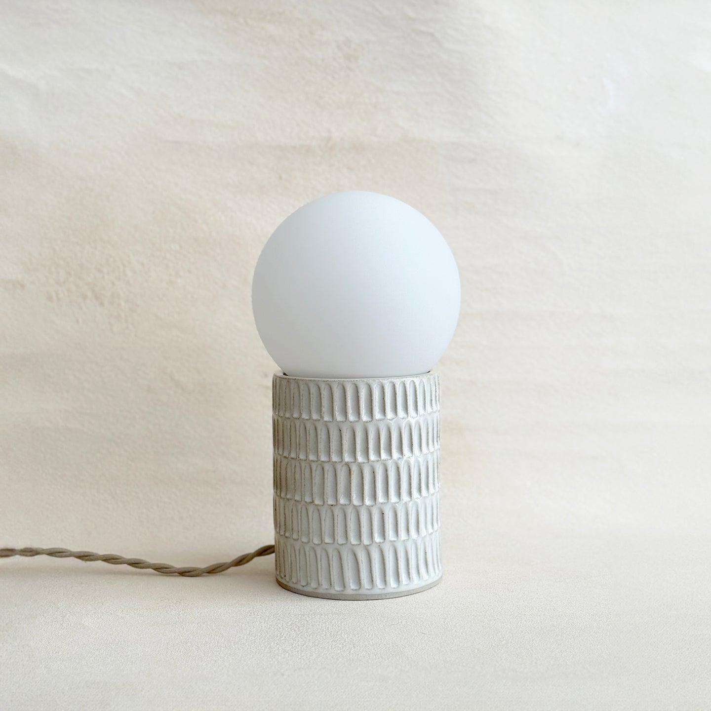 Carved Column Lamp in Pearl