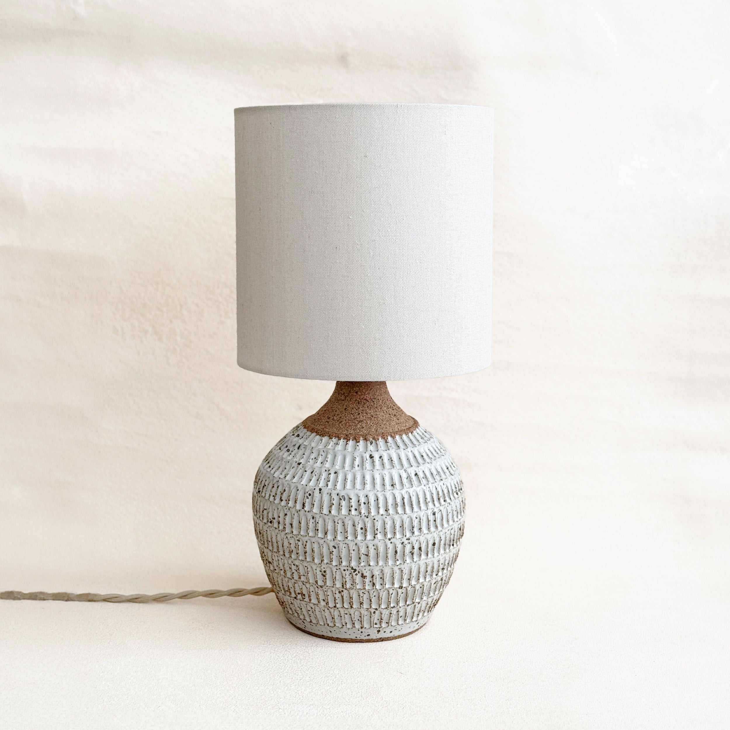 Medium Carved Lamp in Quail