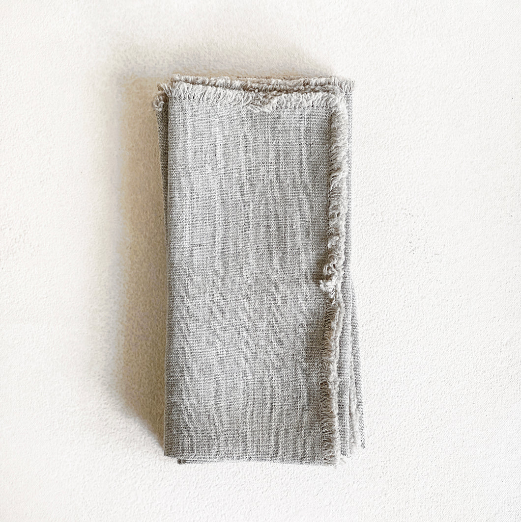 Linen Napkins with Fringes in Natural