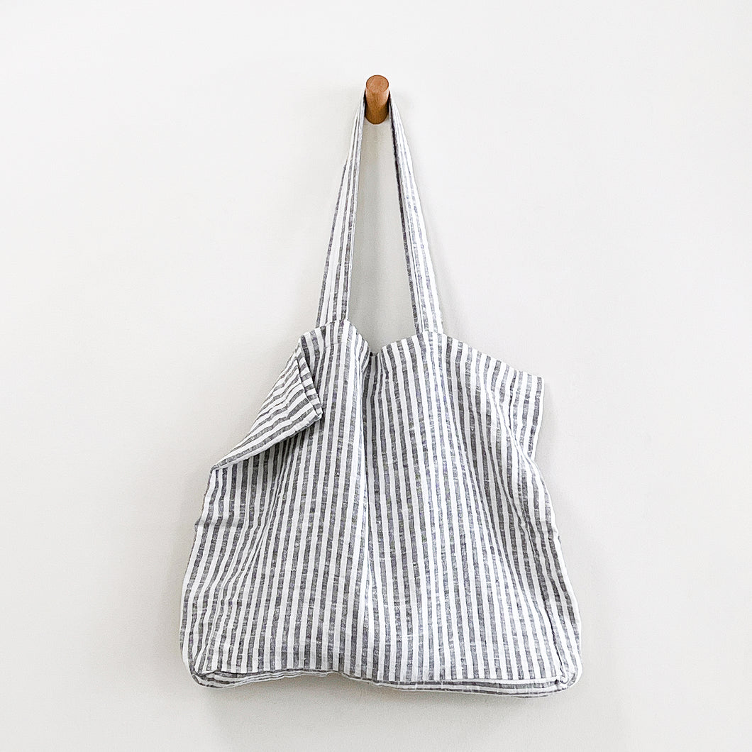 Striped Linen Beach Bag