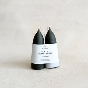Beeswax Stubby Candles in Seaweed