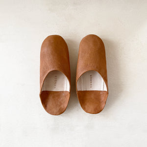 Leather Babouche Slippers in Brown
