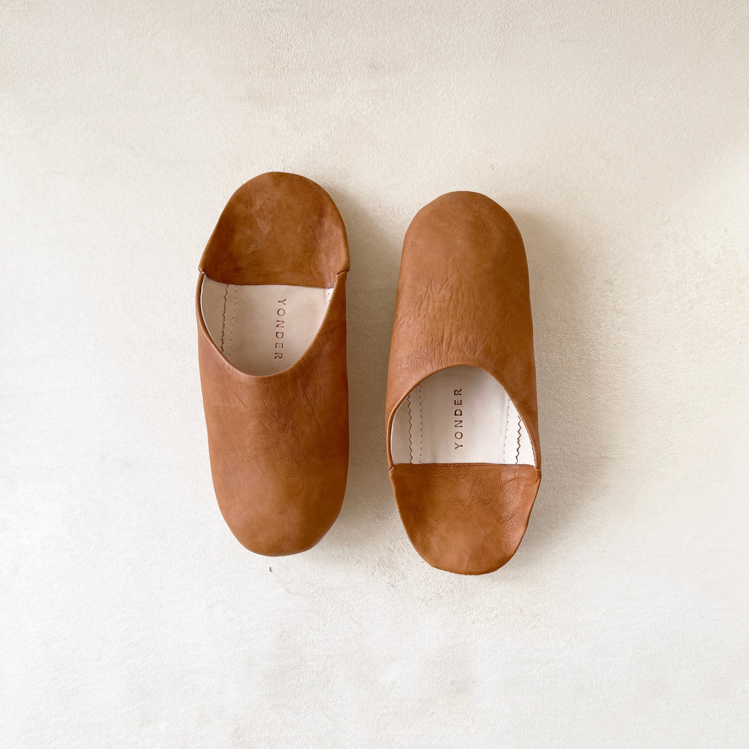 Leather Babouche Slippers in Brown
