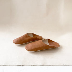 Leather Babouche Slippers in Brown