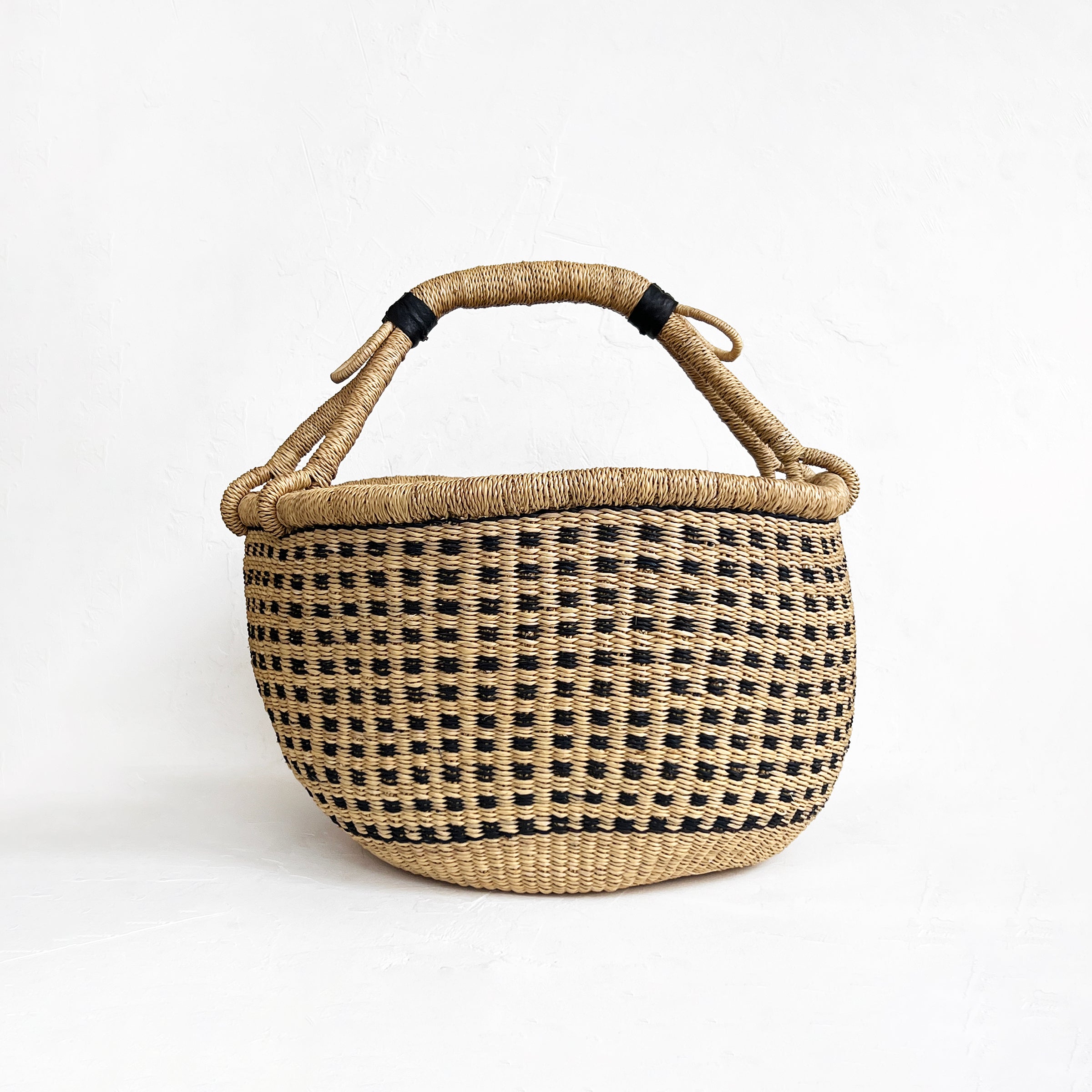 Midnight and Natural Checkered Bolga Basket