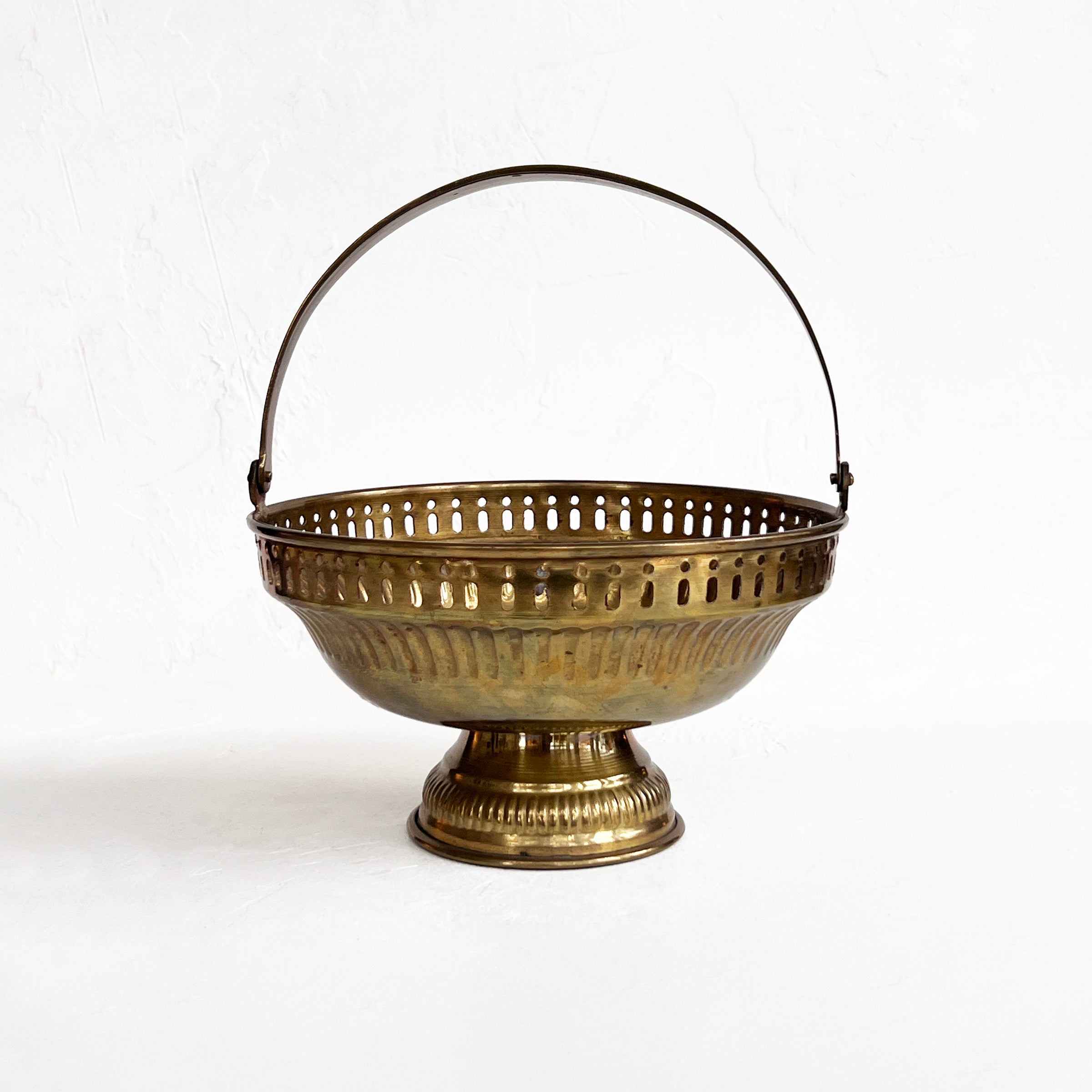 Brass Pedestal Basket