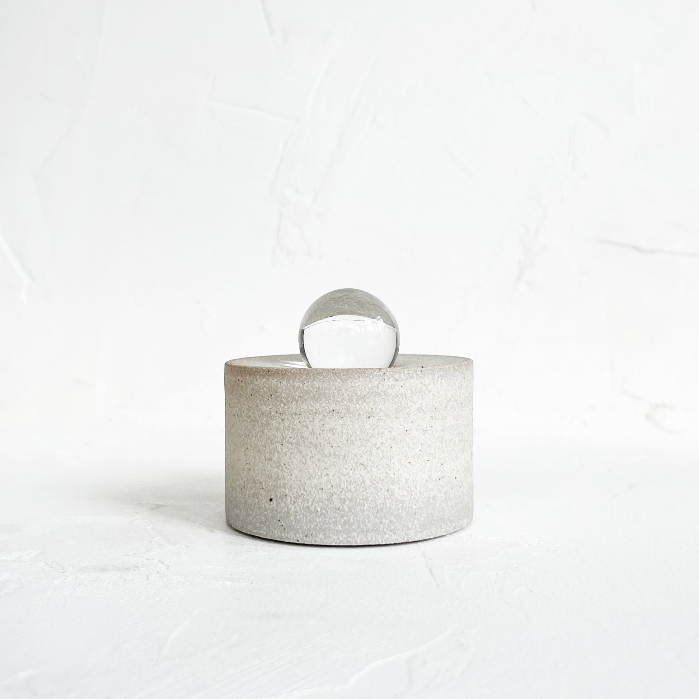 Cylinder Glass Orb Vessel in Bone