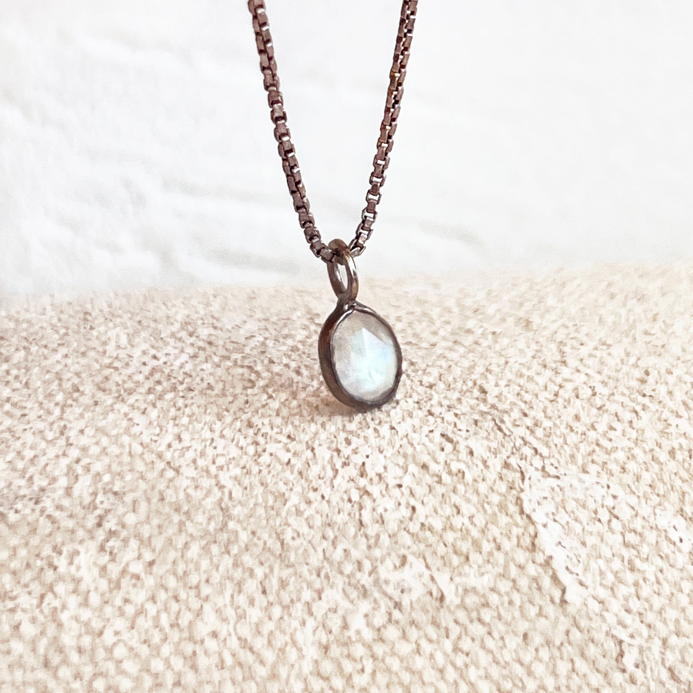 Sofia Slice Necklace in Moonstone Sterling