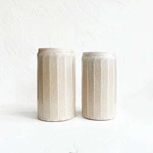 Large Faceted Vase in Oyster