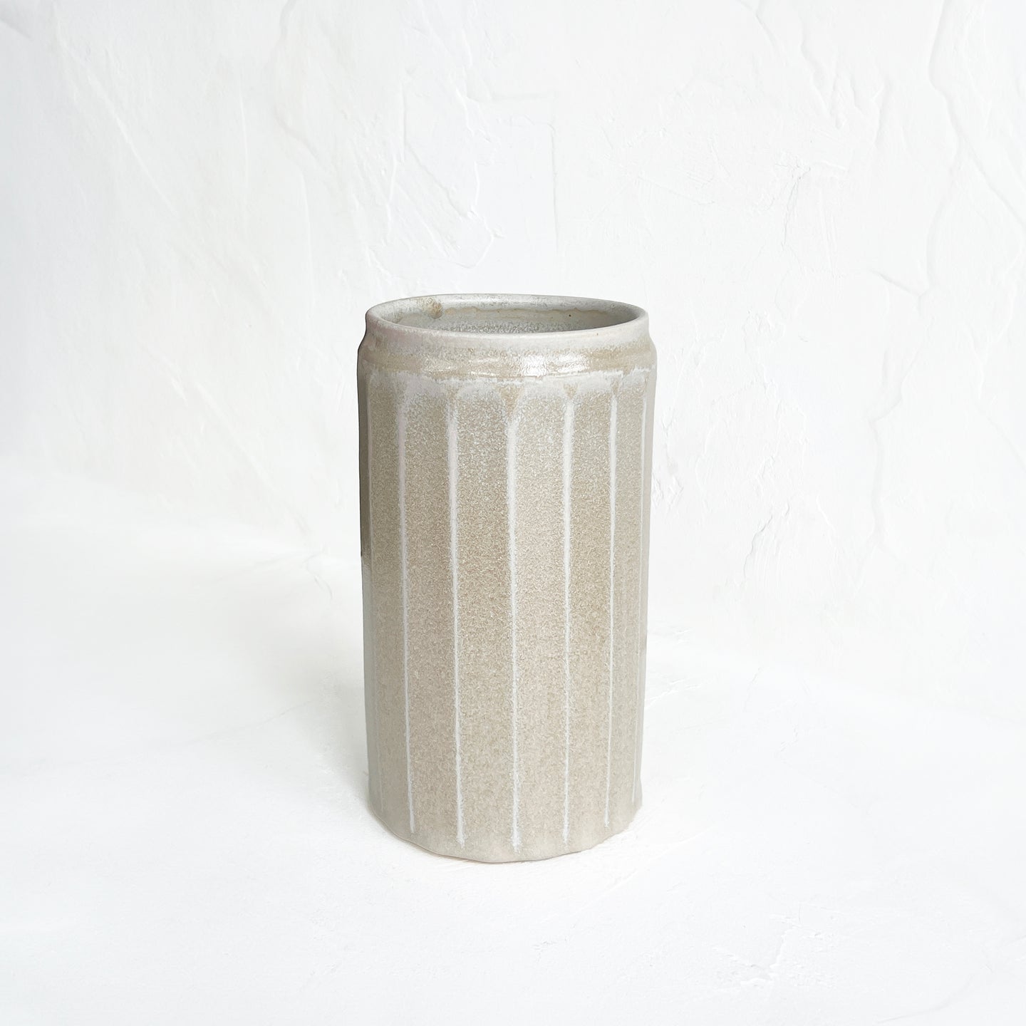 Large Faceted Vase in Oyster