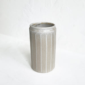Large Faceted Vase in Oyster