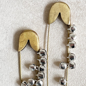 Brass Safety Pin with Bells