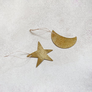 Brass Moon and Star Ornament