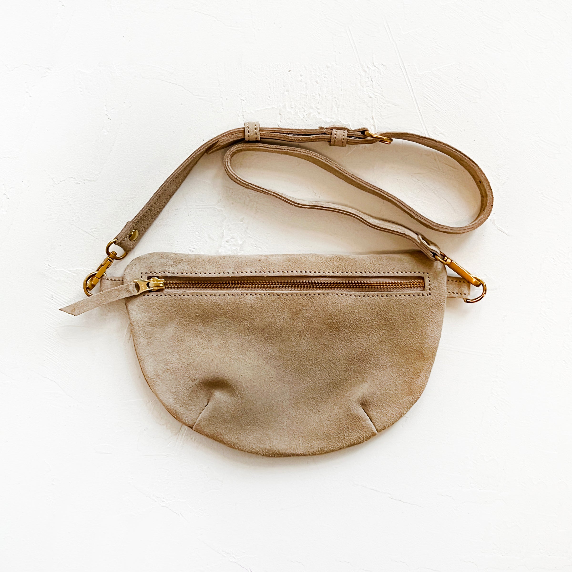 Long Sling Bag in Sand Suede