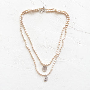 Keshi Pearl Necklace with Silver Charm
