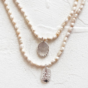 Keshi Pearl Necklace with Silver Charm
