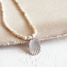 Load image into Gallery viewer, Keshi Pearl Necklace with Silver Charm