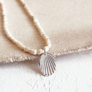 Keshi Pearl Necklace with Silver Charm
