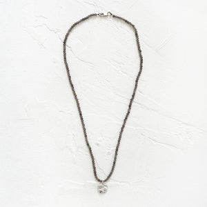 Smokey Quartz Necklace with Coral Charm