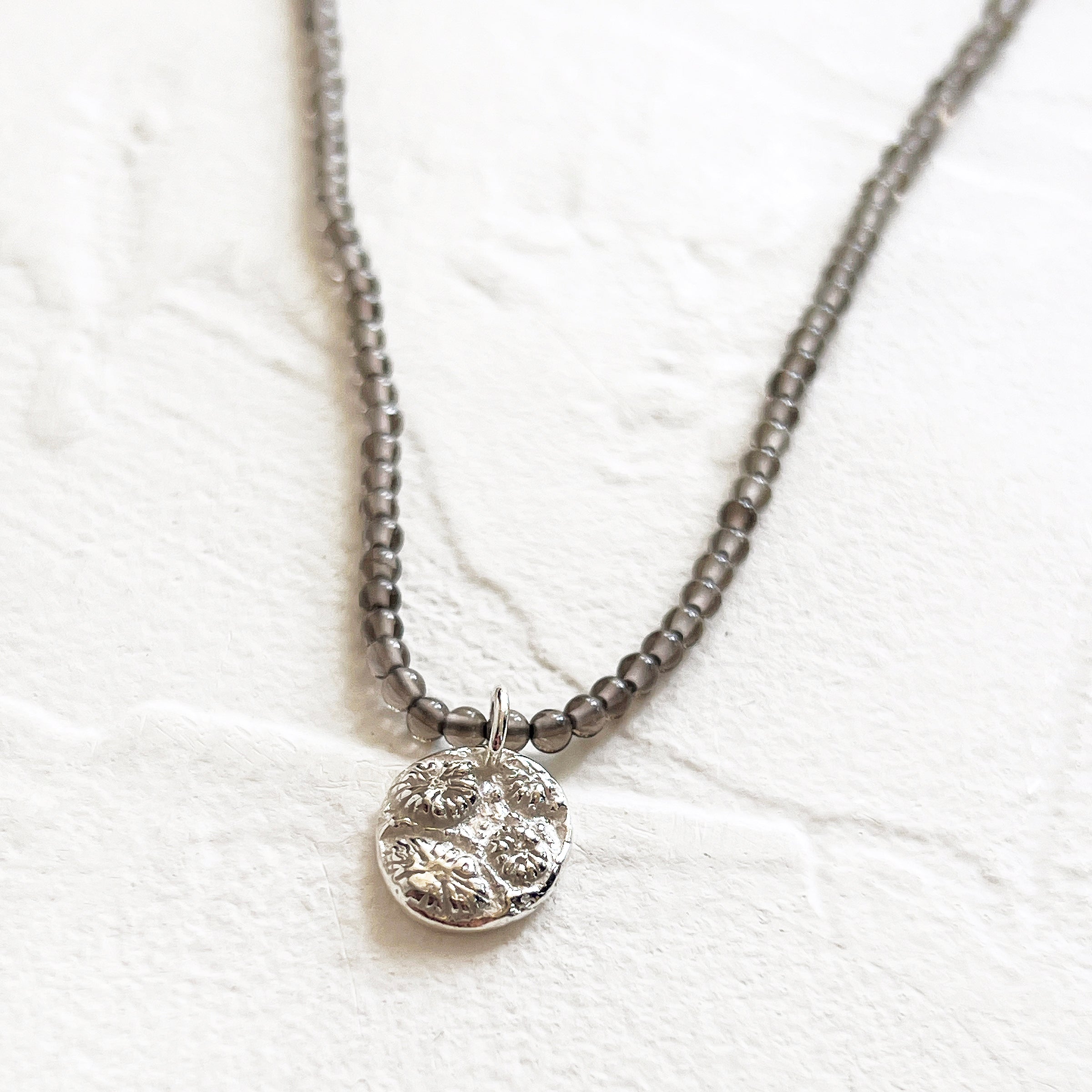 Smokey Quartz Necklace with Coral Charm