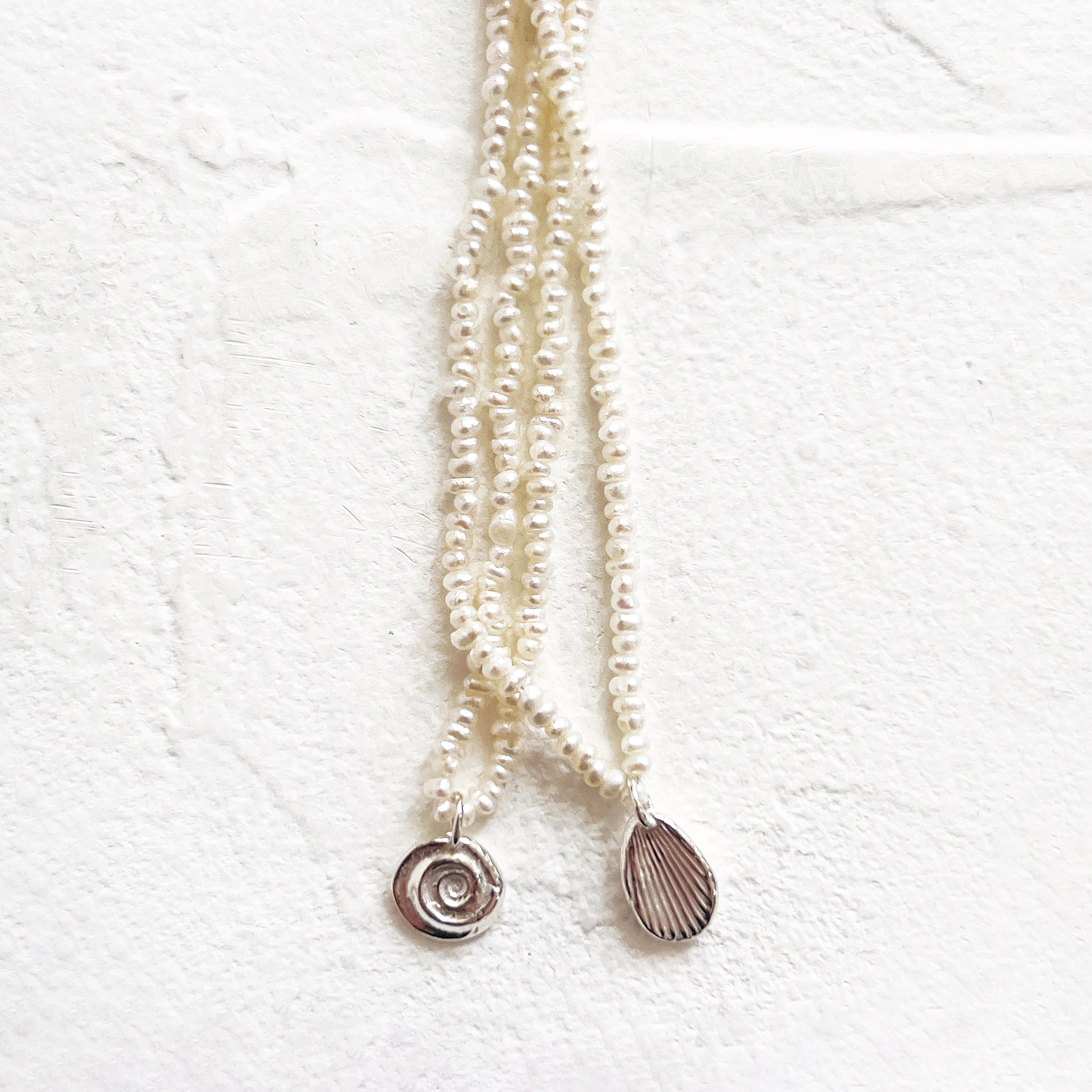 Keshi Pearl Necklace with Shell Charm