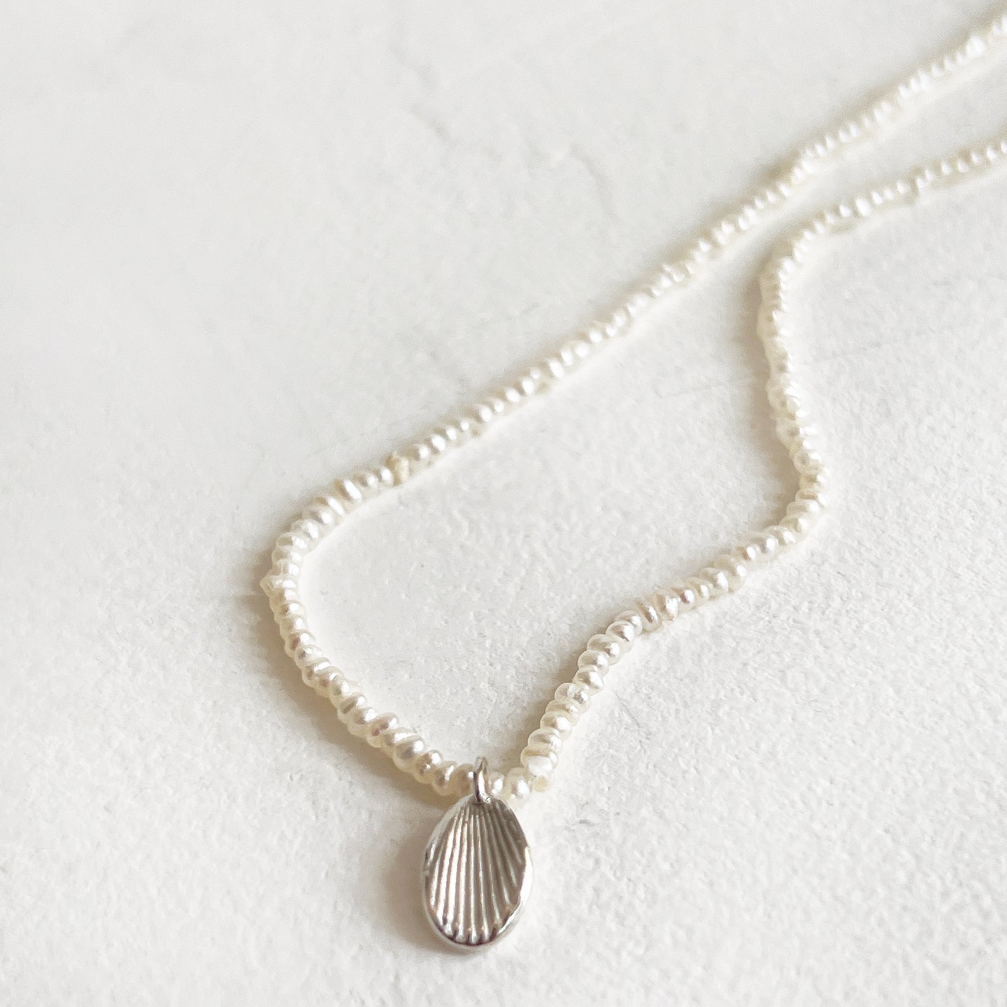 Keshi Pearl Necklace with Shell Charm
